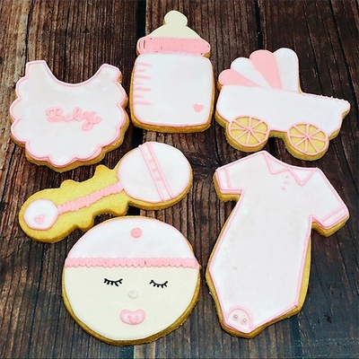 Iced Baby Girl Sugar Cookie Gift Set (12)