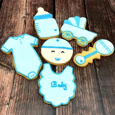Iced Baby Boy Sugar Cookie Gift Set (12) image