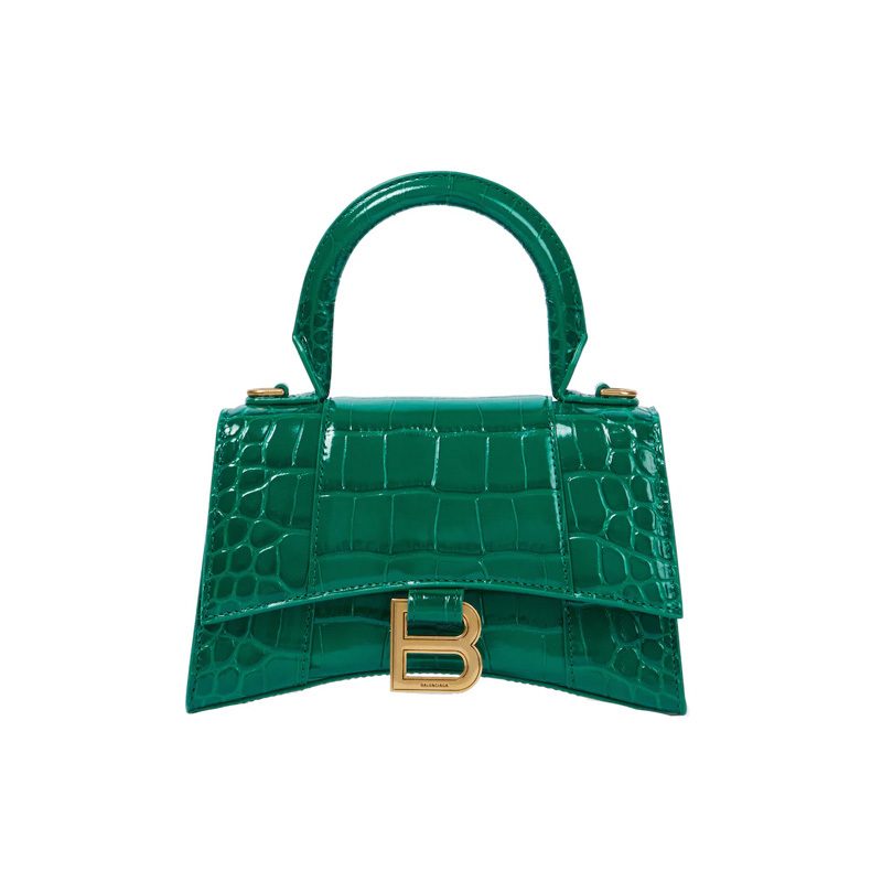 XS Embossed Croc Hourglass Top Handle Bag