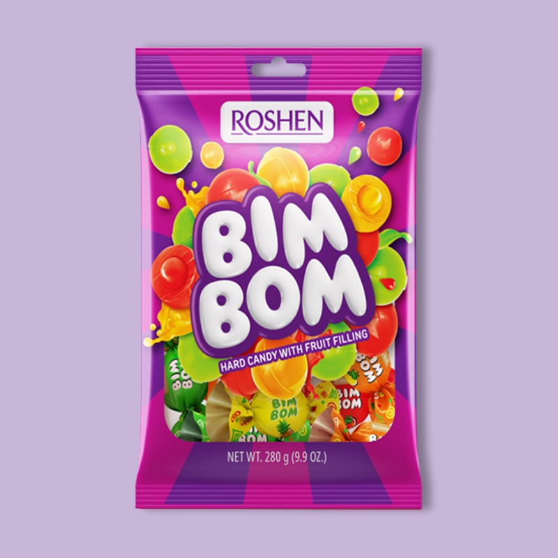 Bim-Bom Hard Candy with Fruit- Berry Filling 9.9 oz (Pack of 12