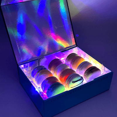 Light-up Gift Box of 12 French Macarons - Multi-Color Glow Box™ image