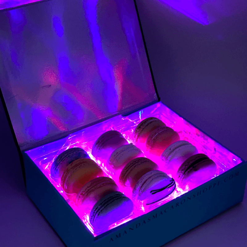 Light-up Gift Box of 12 French Macarons - Pink Glow Box™ image