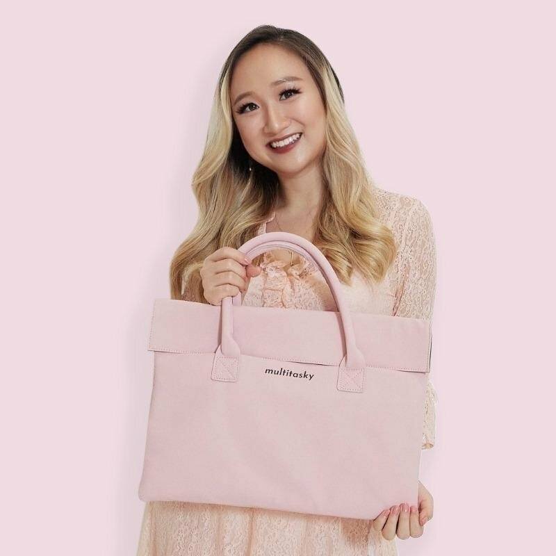 Vegan Leather Waterproof Laptop Bag 15 inch - Blush Pink image