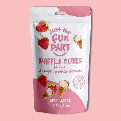Strawberry White Chocolate Filled Mini Waffle Cones 4.23 oz image