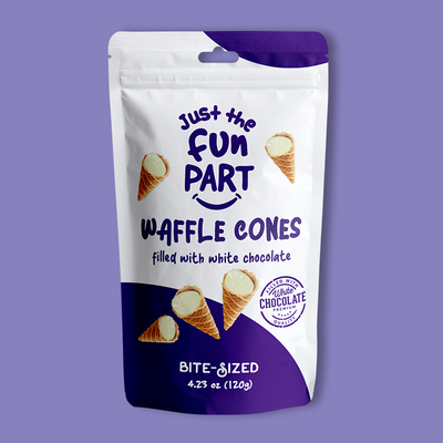 Just The Fun Part Waffle Cones with White Chocolate 4.23 oz image