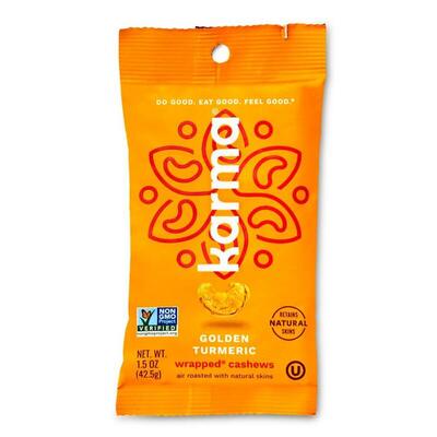 Golden Turmeric Wrapped Cashews  1.5oz (12 Pack) 