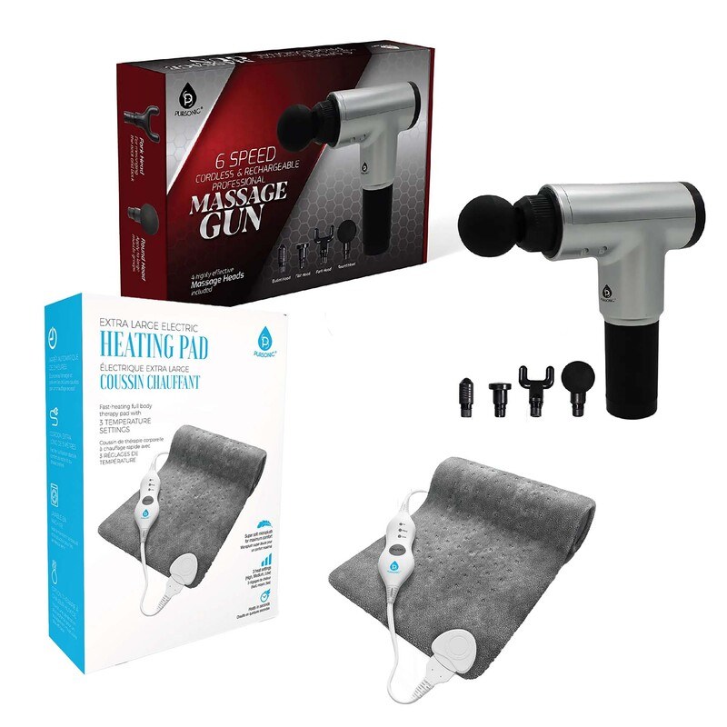 Ultimate Muscle Recovery & Pain Relief Bundle: 6 Speed Massage Gun & Electric Heating Pad image