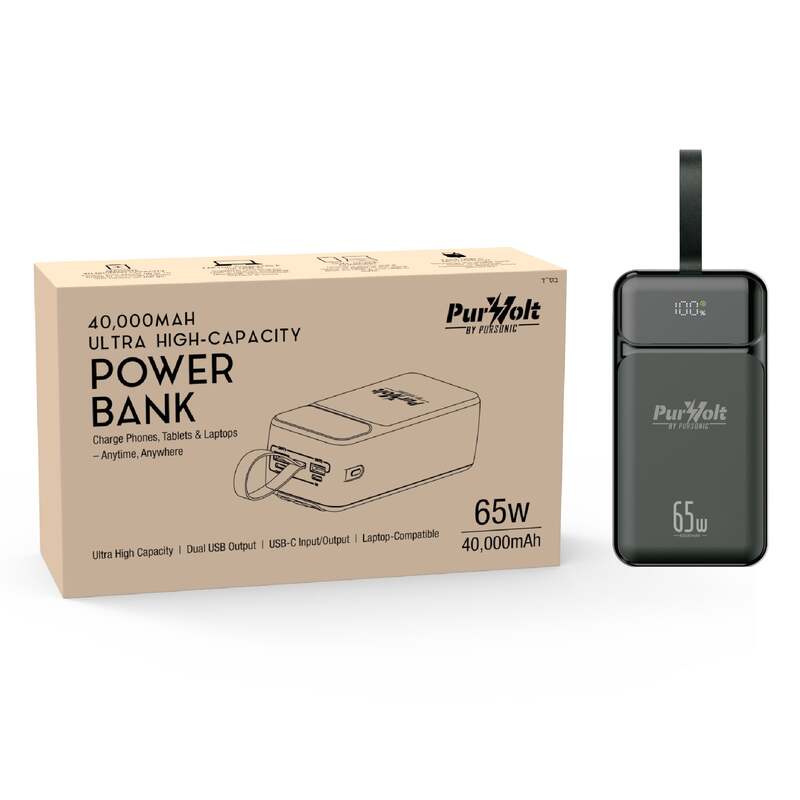 PurVolt 40,000mAh Ultra High-Capacity Power Bank – Powering Laptops, Phones & Beyond image