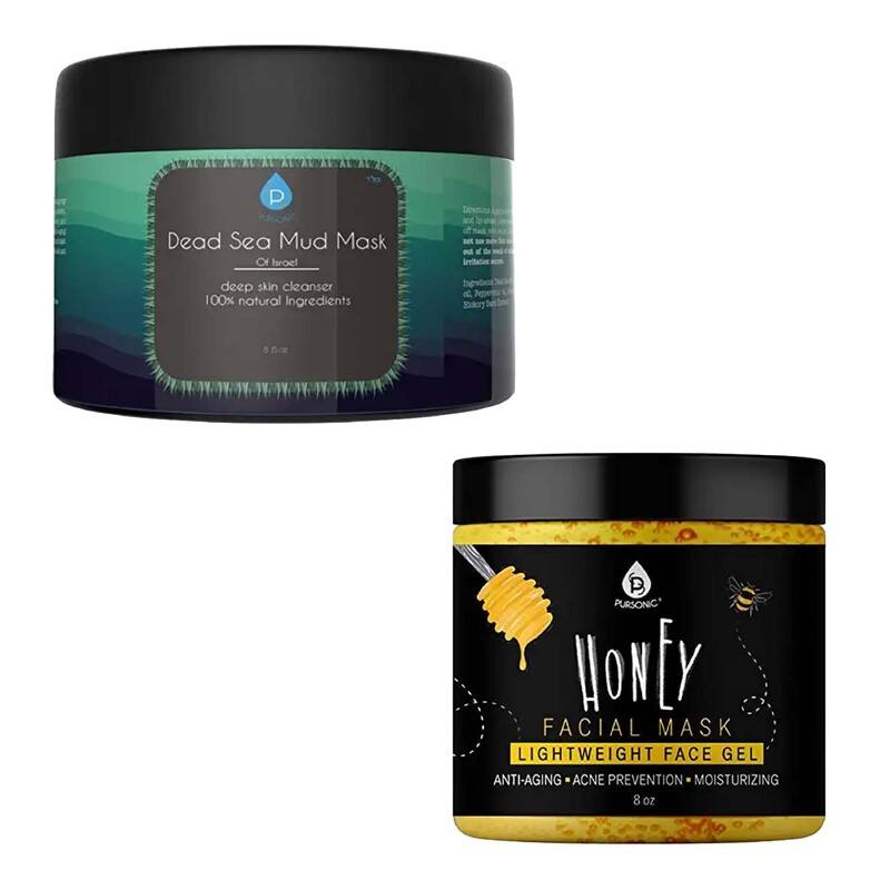Pursonic Ultimate Skin Detox & Hydration Mask Bundle – Dead Sea Mud Mask & Honey Facial Mask image