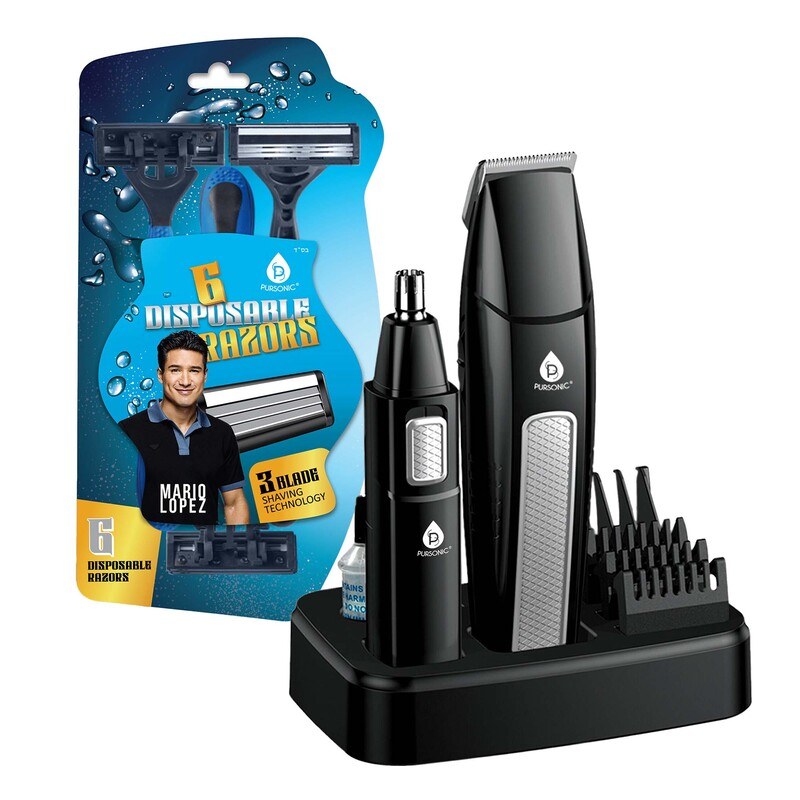 Mario Lopez Ultimate Grooming Set – 10-Piece Hair, Beard & Body Grooming Kit + Disposable Razors image