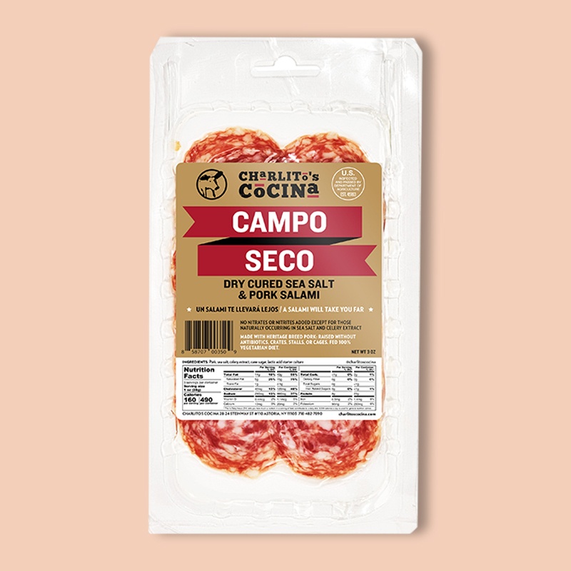 Campo Seco - Slow Cured Sea Salt and Pork Salami  Pre-sliced 3 oz image