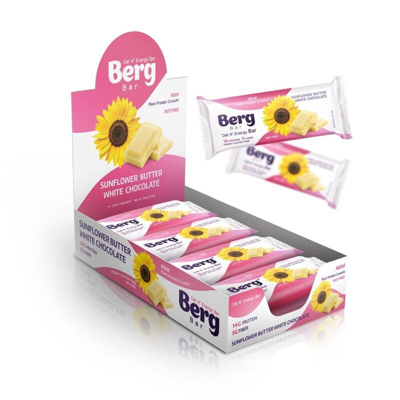 Berg Bar Sunflower Butter White Chocolate - Plant Protein Crunch - Box of 8 image