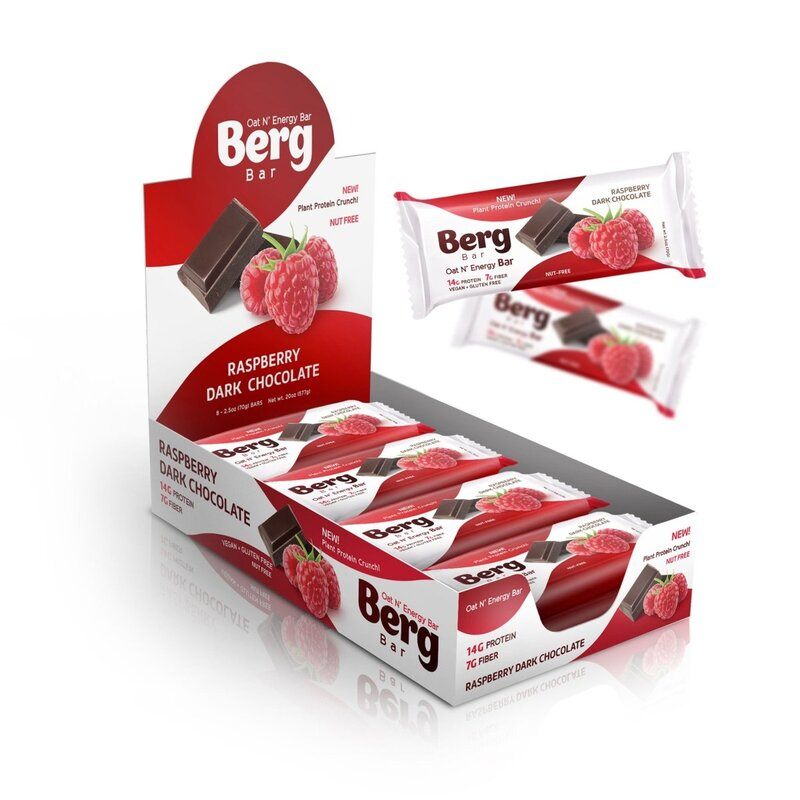 Berg Bar Raspberry Dark Chocolate - Plant Protein Crunch - Box of 8 image