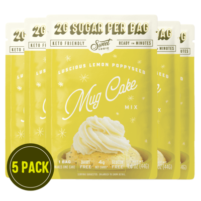 Keto Lemon Poppy Seed Mug Cake (4-Pack) Low Carb, Low Sugar, Gluten Free