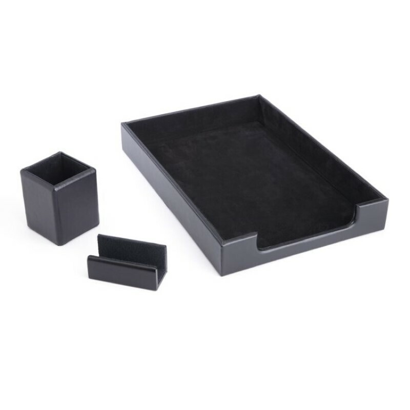 Suede Lined Executive Desk Accessory Set image