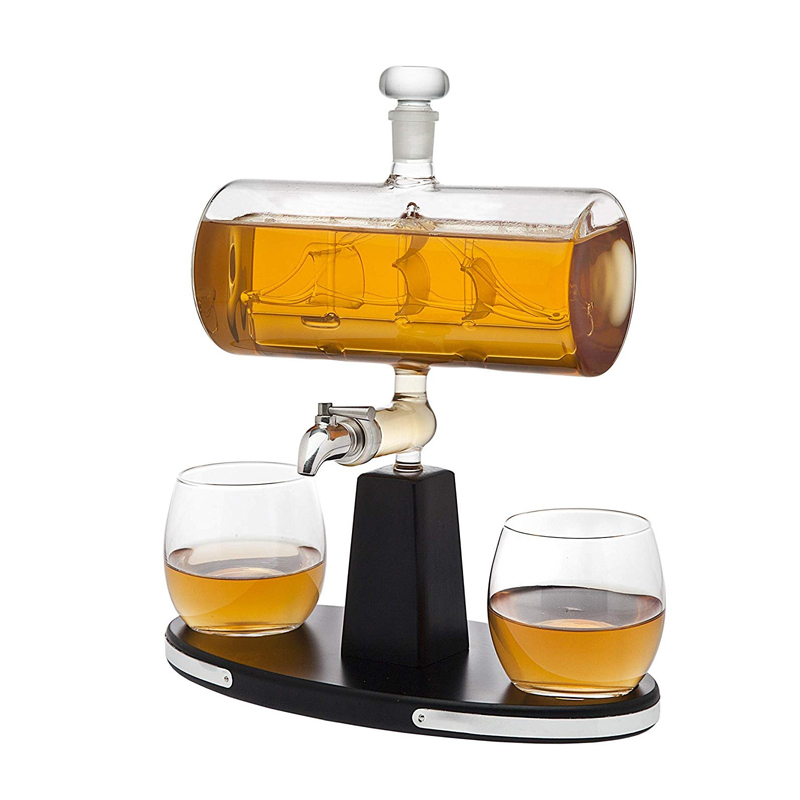 Whiskey Decanter Dispenser with 2 Whiskey Tumbler Glasses image