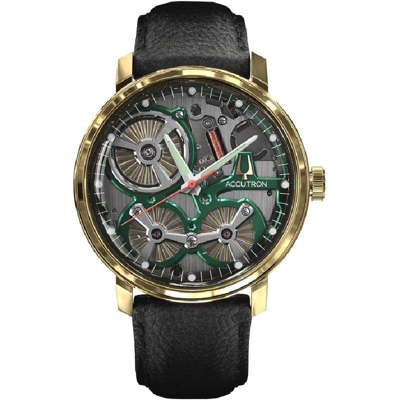 Spaceview Leather Strap watch, Green dial image