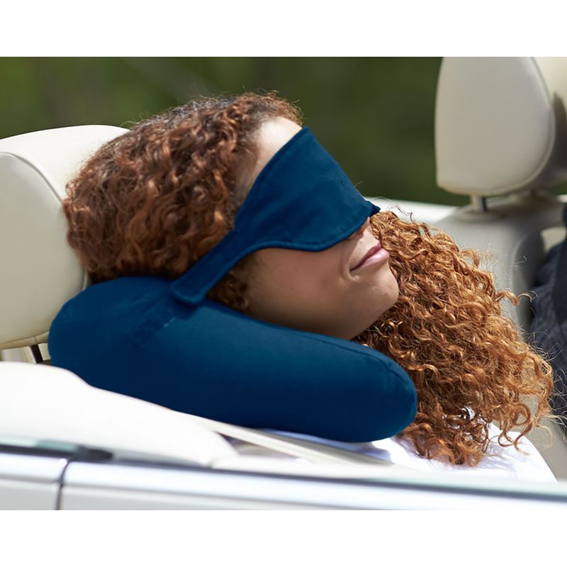 Nap X Travel Neck Pillow with Built-In Eye Mask - (Blue) image