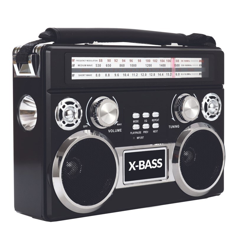 Three Band Radio with Bluetooth and Flashlight - (Black) image