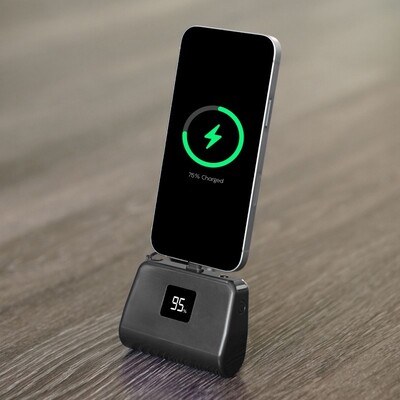TotalBoost Mini 5,000mAh Power Bank w/ Interchangeable Adapters - (Black Metallic)