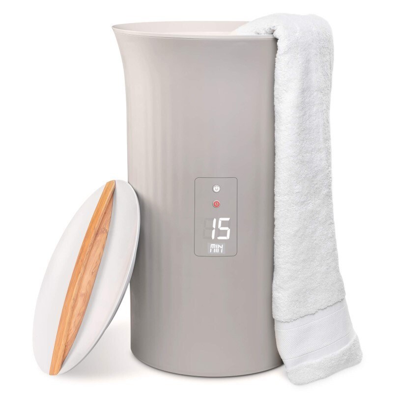 Towel Warmer, Large Bucket Style Heated Towel Warmer (Gray), Fits 40”x70” Towels image