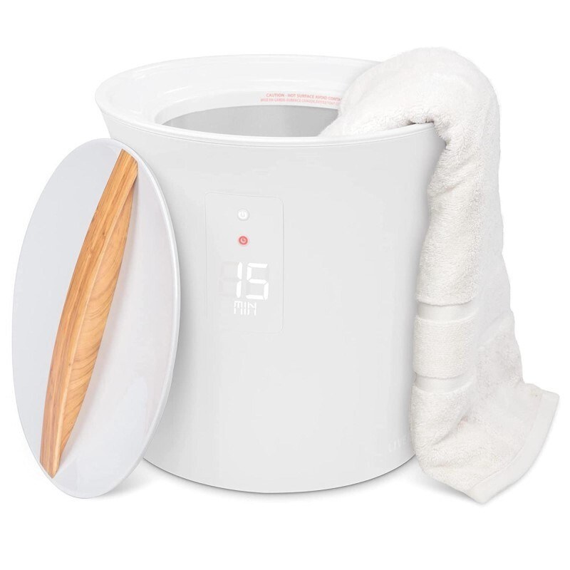 Towel Warmer, Small Bucket Style Heated Towel Warmer (White), Fits 40”x70” Towels image