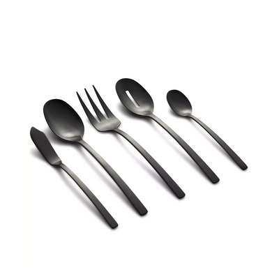 45 - Piece Beacon Satin Flatware Set - (Black) image