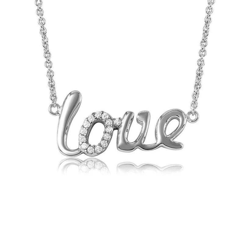 "LOVE" Word Necklace in Rhodium Plating over 925 Sterling Silver image