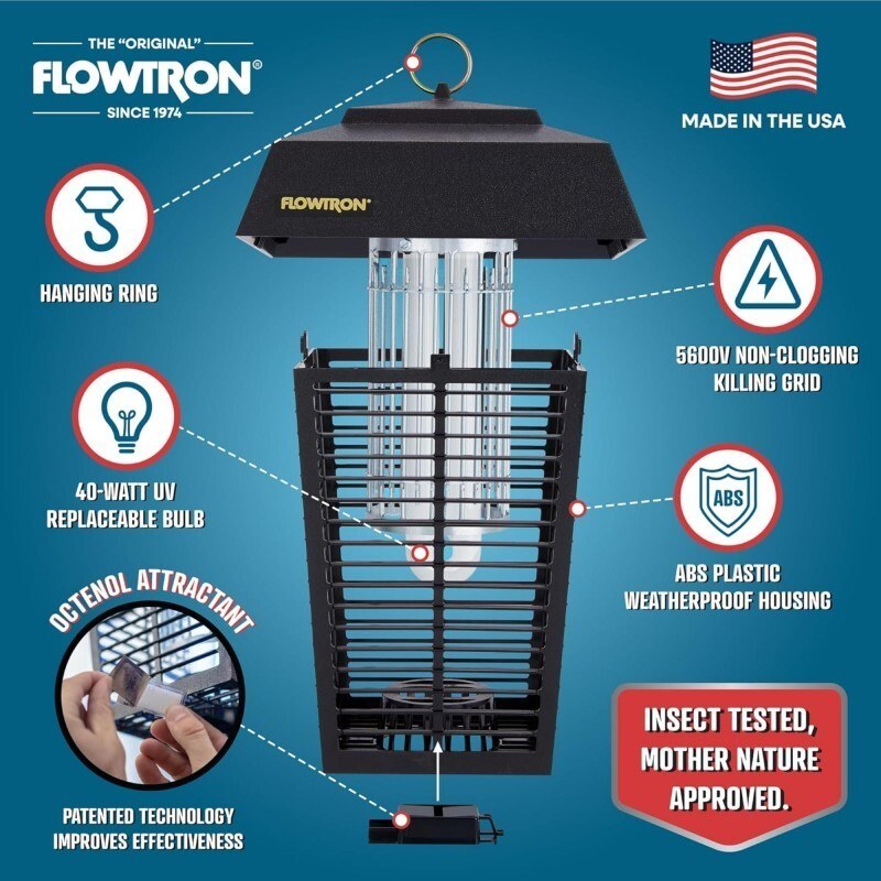 1 Acre Bug Zapper with 40W Bulb & 5600V Instant Killing Grid, Electric Mosquito Zapper image