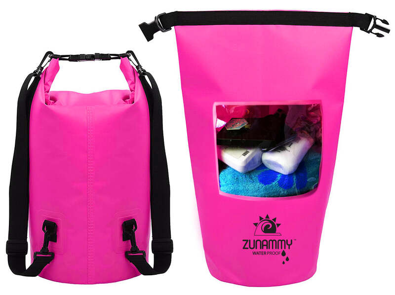 Waterproof Dry Bag with Pocket – 20L Durable Floating Bag for Kayaking, Hiking, Boating & Beach Adventures - Pink image