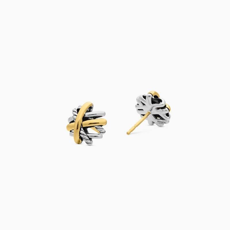 Crossover Stud Earrings - Sterling silver and 18K yellow gold 11mm image
