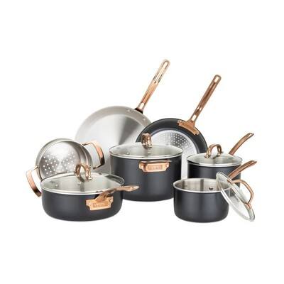 11Pc 3Ply Black Cookware Set
