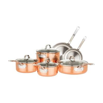 Hammered Copper Clad 10Pc Cookware Set