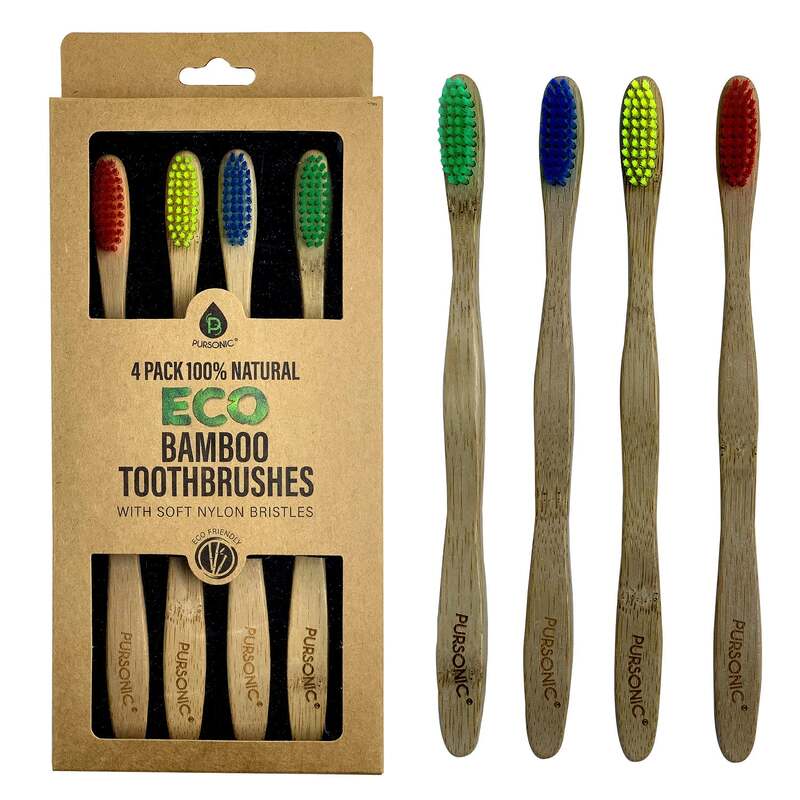 100% Natural Eco Bamboo Toothbrushes (4 pack) image