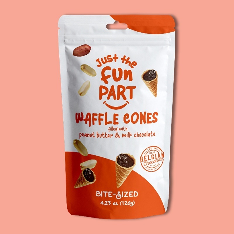 Peanut Butter & Milk Chocolate Filled Mini Waffle Cones 4.23 oz image