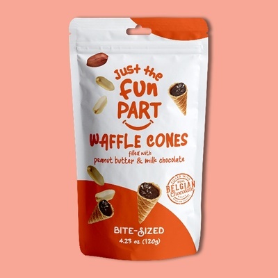 Peanut Butter & Milk Chocolate Filled Mini Waffle Cones 4.23 oz image