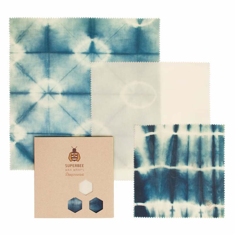 Beeswax Wraps “Beeginner” Set of 3 Sizes - Bee Indigo image