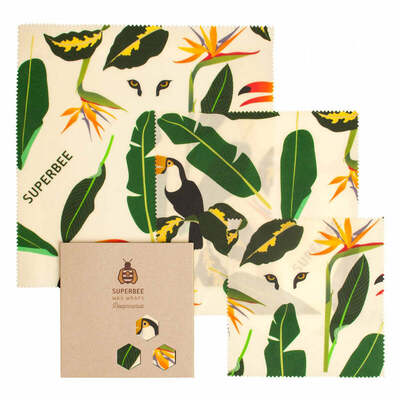 Beeswax Wraps “Beeginner” Set of 3 Sizes - Jungle image