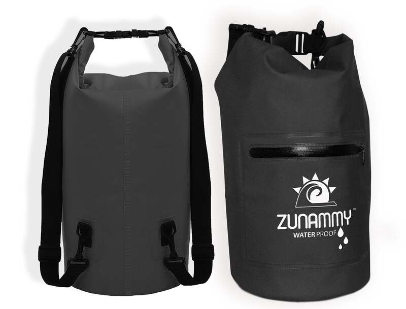 Waterproof Dry Bag with Pocket – 20L Durable Floating Bag for Kayaking, Hiking, Boating & Beach Adventures - Black image