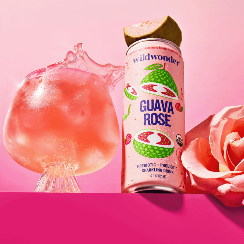 Guava Rose Sparkling Prebiotic + Probiotic Drink 12 fl oz (12 Pack) image