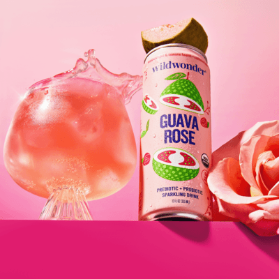 Guava Rose Sparkling Prebiotic + Probiotic Drink 12 fl oz (12 Pack)