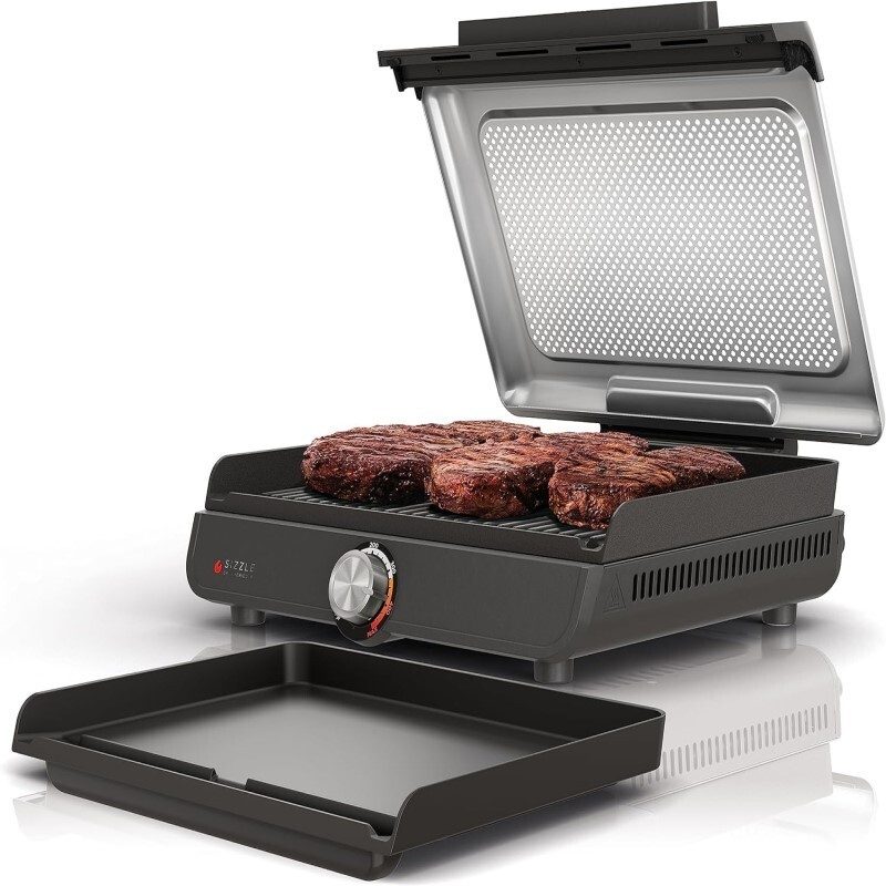 Sizzle Smokeless Indoor Grill & Griddle - (Gray/Silver) image