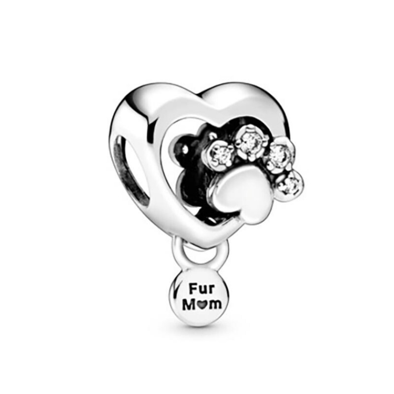 Sparkling Paw Print & Heart Charm image