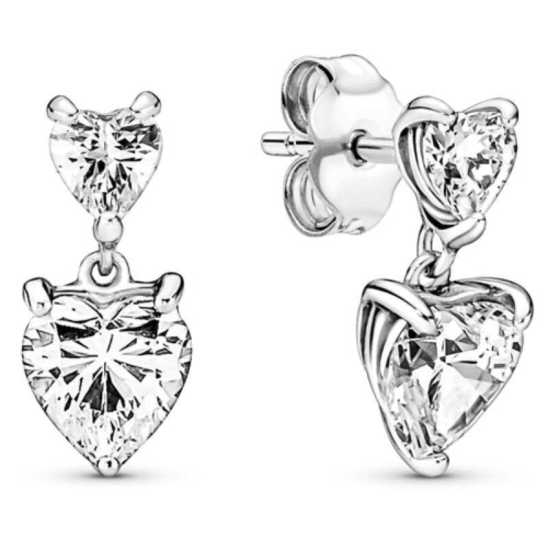Double Heart Sparkling Stud Earrings image