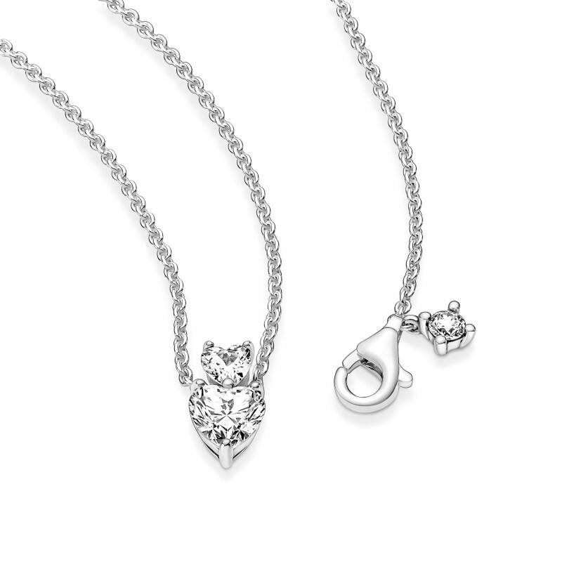 Double Heart Pendant Sparkling Necklace image