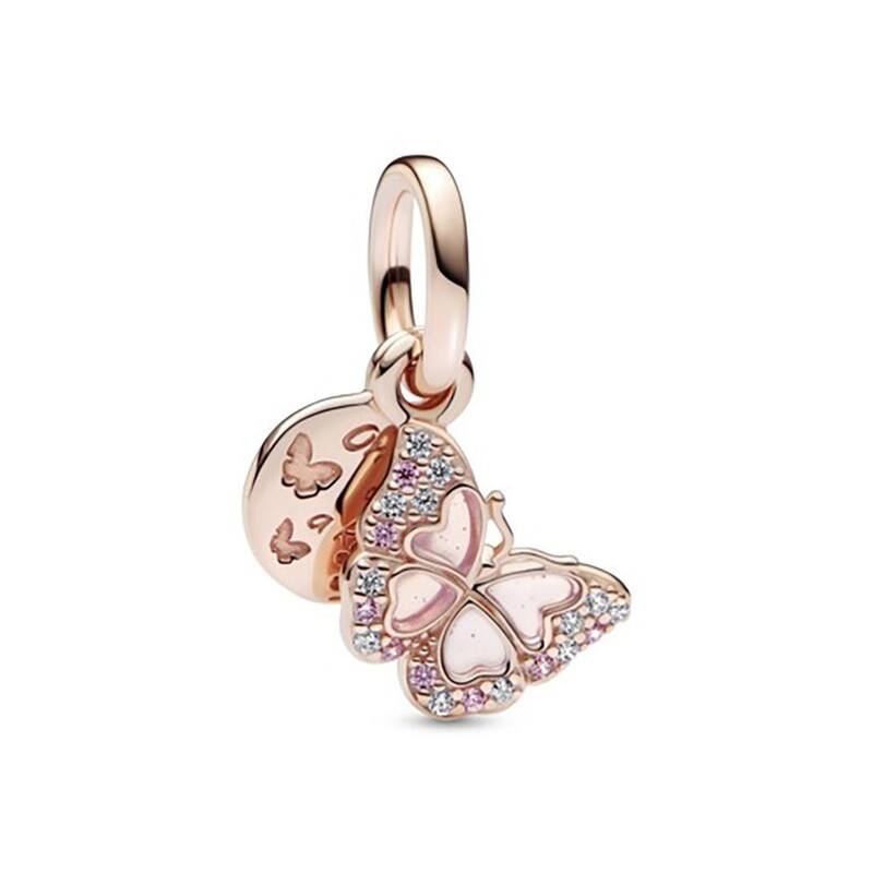 Pink Butterfly & Quote Double Dangle Charm image