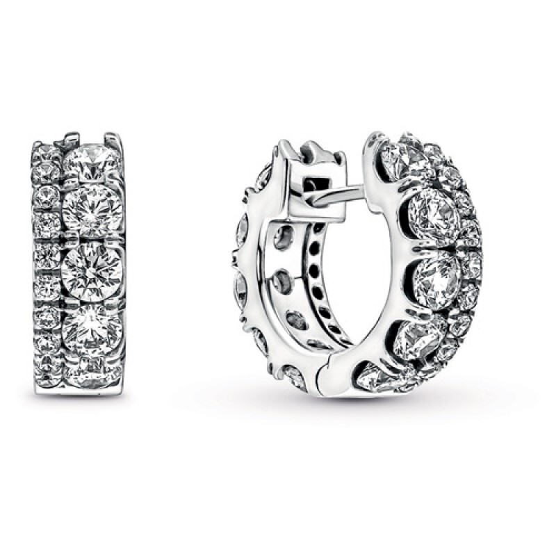 Double Band Pave Hoop Earrings image