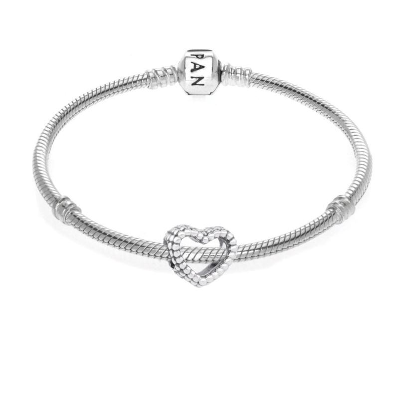 Beaded Heart Charm Bracelet - (Size 7.5) image