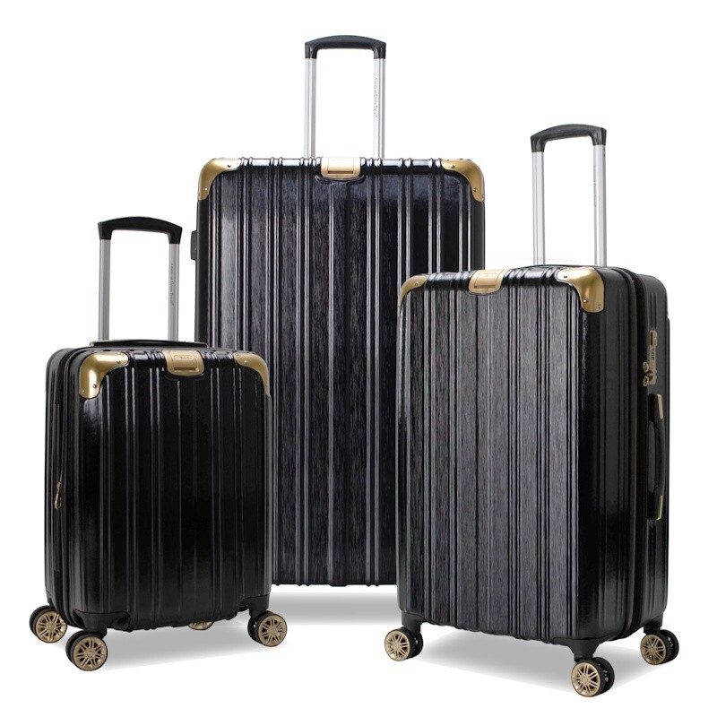 American Green Travel Melrose S 3 piece TSA Anti-Theft Luggage Set Black/Gold image