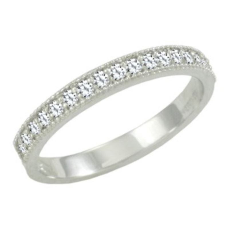 DIAMOND ANTIQUE BAND W MILGRAIN EDGE 14K -WHITEGOLD image